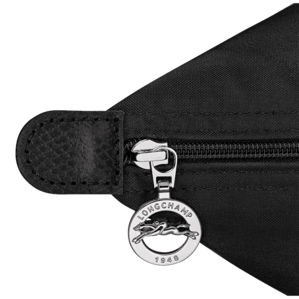 Lieblingstasche Le Pliage One black nylon handbag with leather trim and signature horse logo zipper pull.