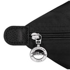 Lieblingstasche Le Pliage One black nylon handbag with leather trim and signature horse logo zipper pull.