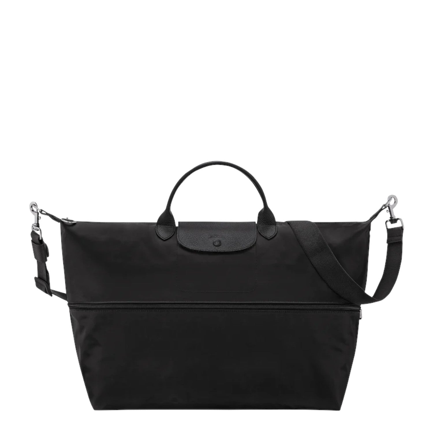 Lieblingstasche Le Pliage One black nylon travel bag with leather trim and adjustable strap.