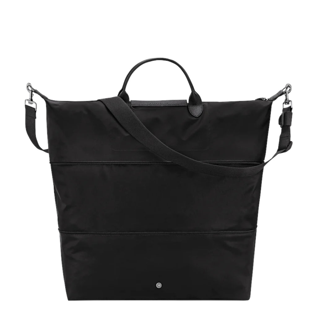 Lieblingstasche Le Pliage One black nylon travel bag with leather trim and adjustable shoulder strap.