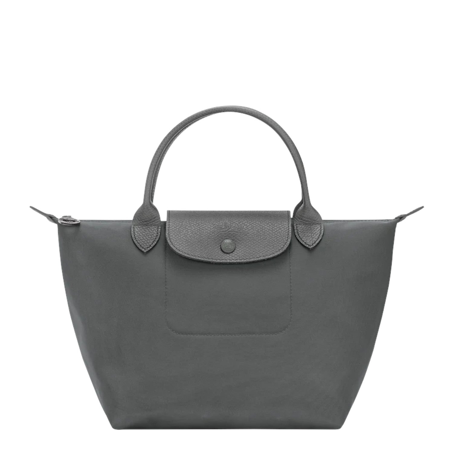 Lieblingstasche Le Pliage One handbag in grey leather with a textured flap and button closure.