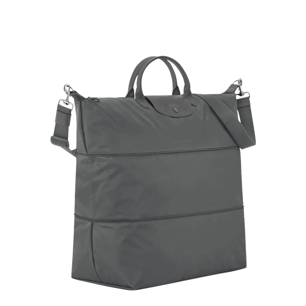 Lieblingstasche Le Pliage One grey nylon travel bag with leather trim and adjustable shoulder strap