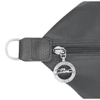 Lieblingstasche Le Pliage One travel bag in grey nylon with leather trim and silver horse logo zipper pull.