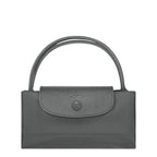 Lieblingstasche Le Pliage One handbag in grey nylon and leather with snap closure and embossed logo.