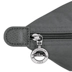 Lieblingstasche Le Pliage One handbag L in grey nylon with leather trim and signature horse logo zipper pull.