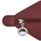 Lieblingstasche Le Pliage One Handtasche L in burgundy nylon with leather trim and silver zipper detail.