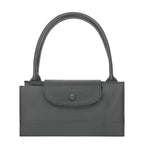 Lieblingstasche Le Pliage One Handtasche L, a grey nylon and leather tote bag with double handles and a snap closure.