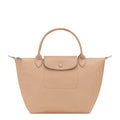 Lieblingstasche Le Pliage One Handtasche S in beige leather with a front pocket and button closure.