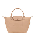 Lieblingstasche Le Pliage One Handtasche S in beige leather with a front pocket and button closure.
