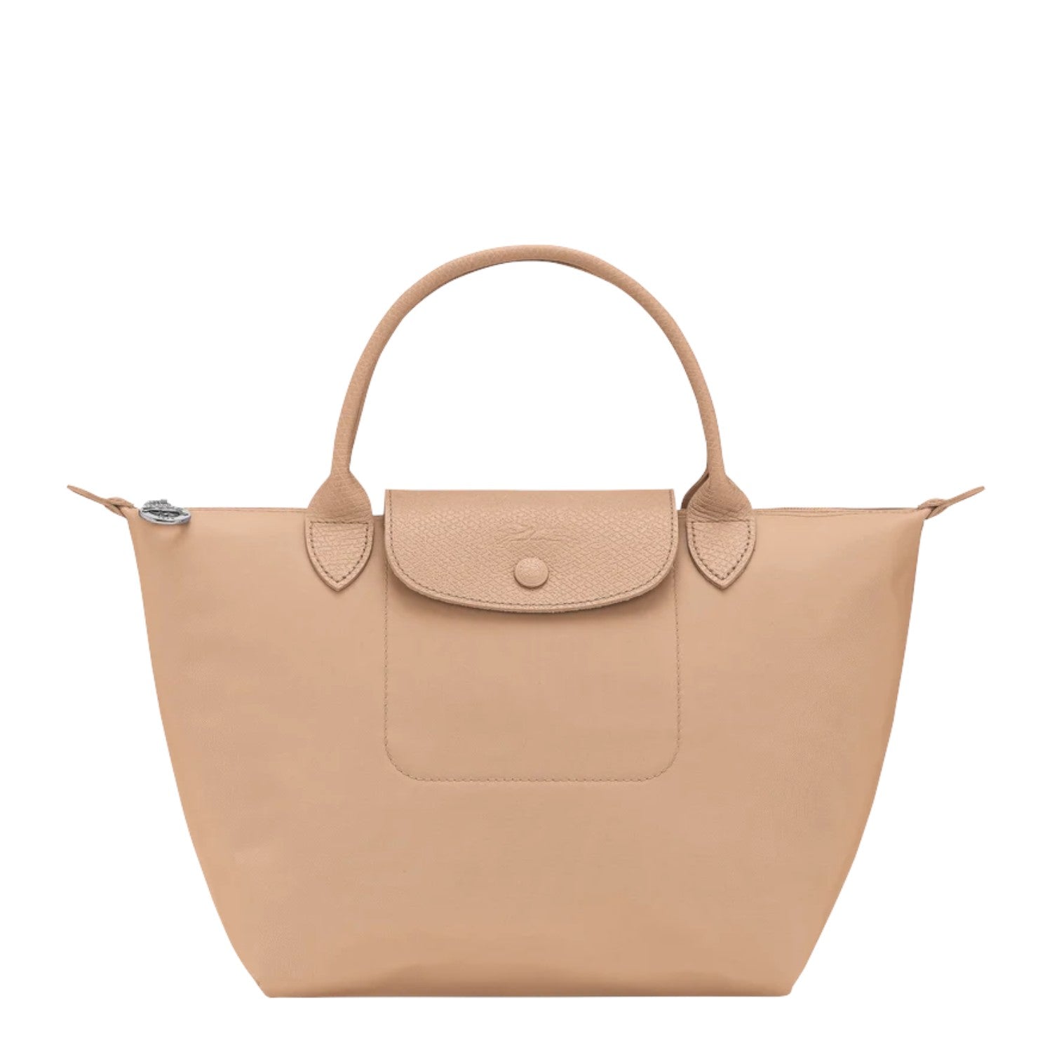 Lieblingstasche Le Pliage One Handtasche S in beige leather with a front pocket and button closure.