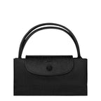 Lieblingstasche Le Pliage One Handtasche S, black nylon handbag with leather trim and snap closure.