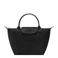 Lieblingstasche Le Pliage One Handtasche S, black nylon and leather trim tote bag with snap closure flap.