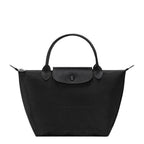 Lieblingstasche Le Pliage One Handtasche S, black nylon and leather trim tote bag with snap closure flap.