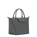 Lieblingstasche Le Pliage One Handtasche S in grey nylon with leather trim and snap closure.