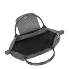 Lieblingstasche Le Pliage One Handtasche S, grey nylon and leather trim handbag with zip closure and snap button flap.