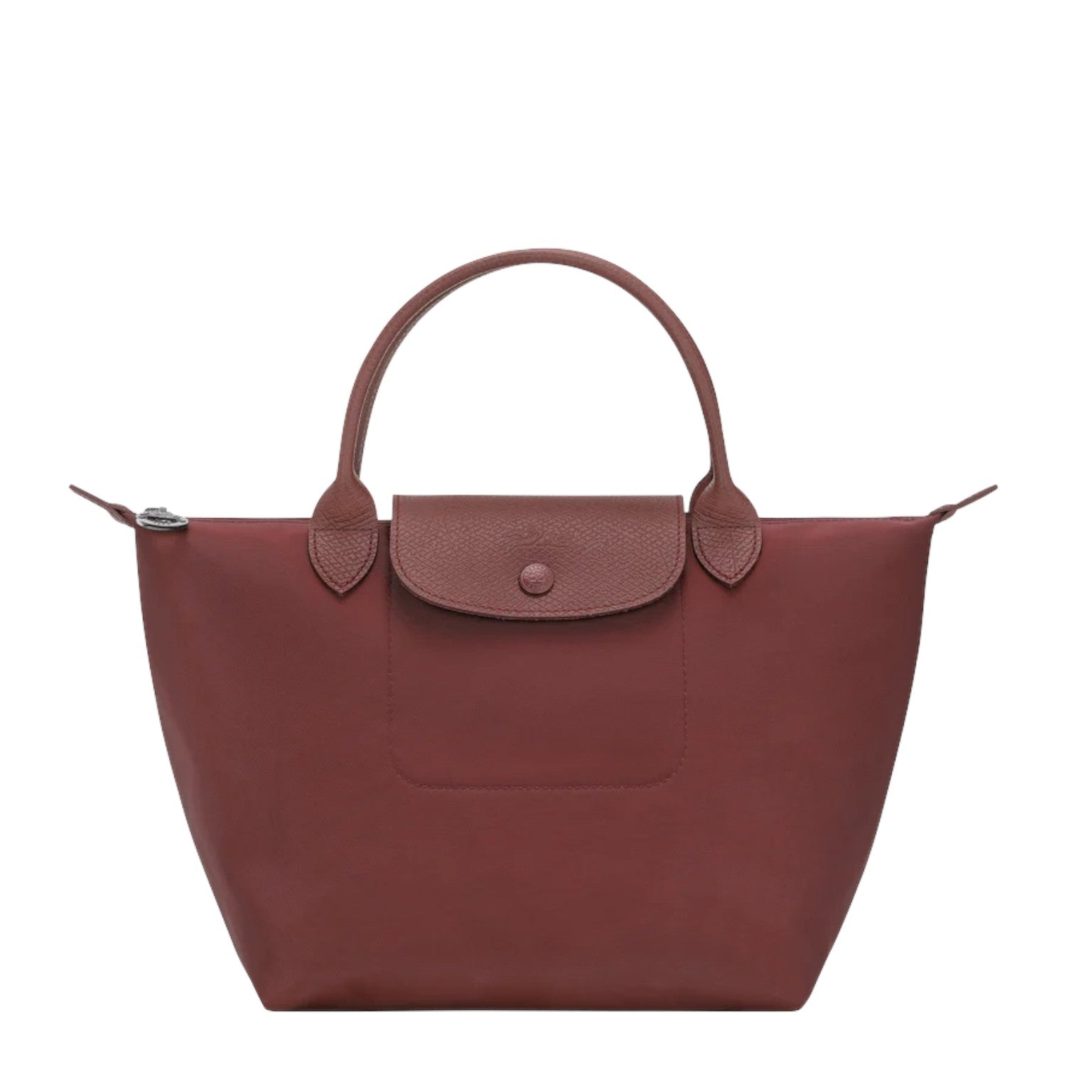 Lieblingstasche Le Pliage One Handtasche S, a small, reddish-brown leather handbag with a textured flap and button closure.