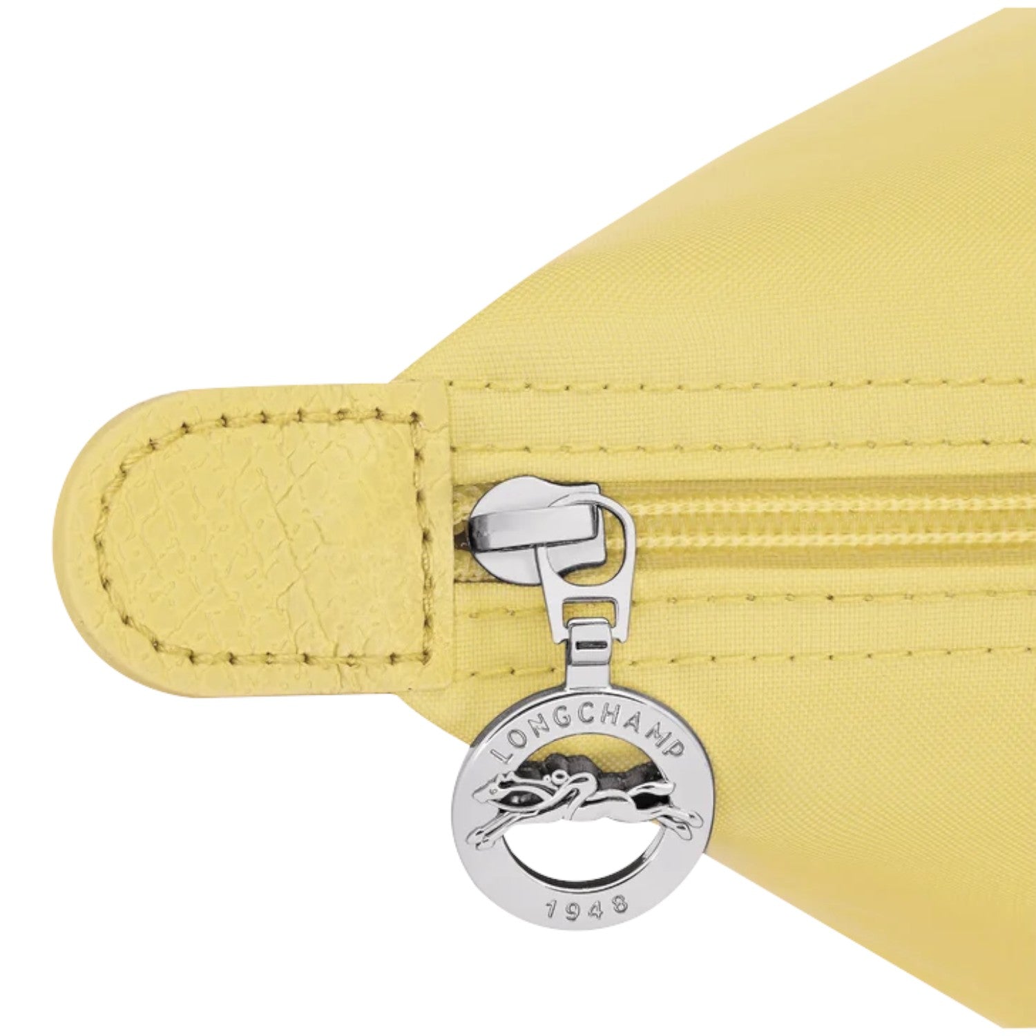 Lieblingstasche Le Pliage One Handtasche S in yellow nylon with leather trim and silver zipper.