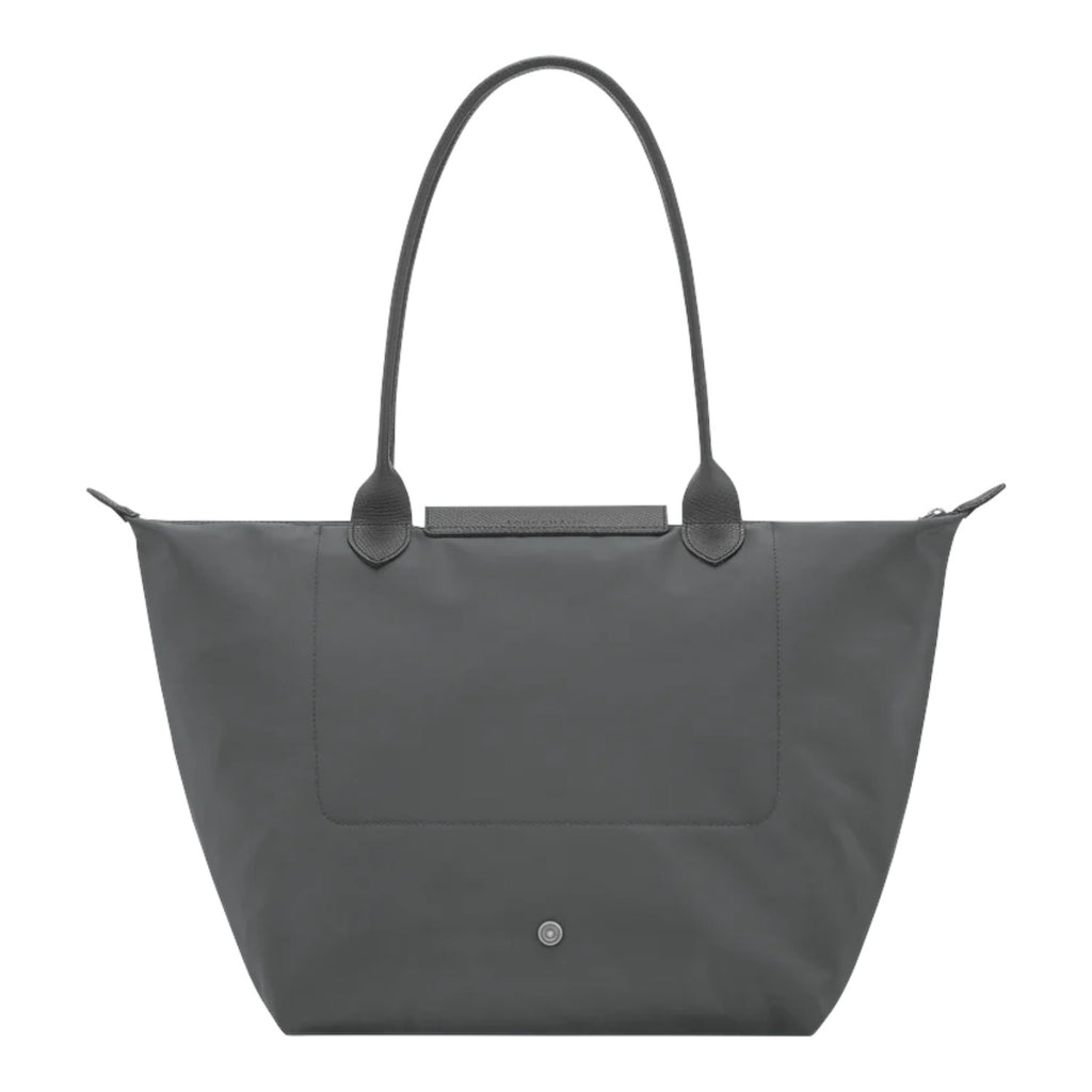 Lieblingstasche Le Pliage One L grey nylon tote bag with leather handles and trim.