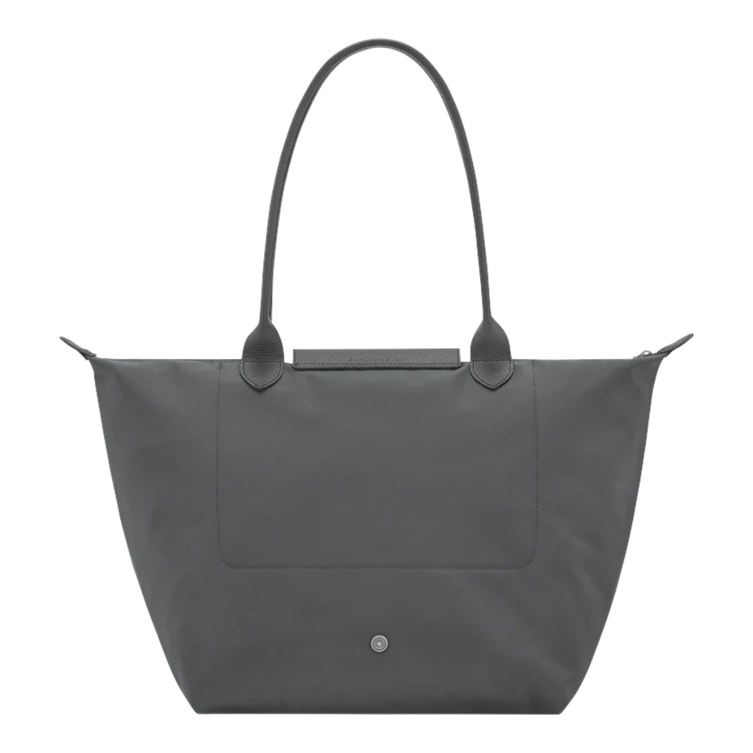 Lieblingstasche Le Pliage One L grey nylon tote bag with leather handles and trim.