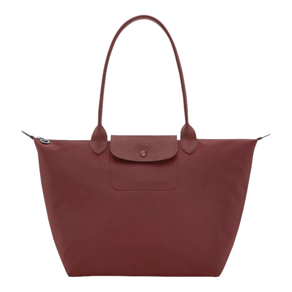 Lieblingstasche Le Pliage One L shoulder bag in dusty rose nylon with leather trim and snap closure.