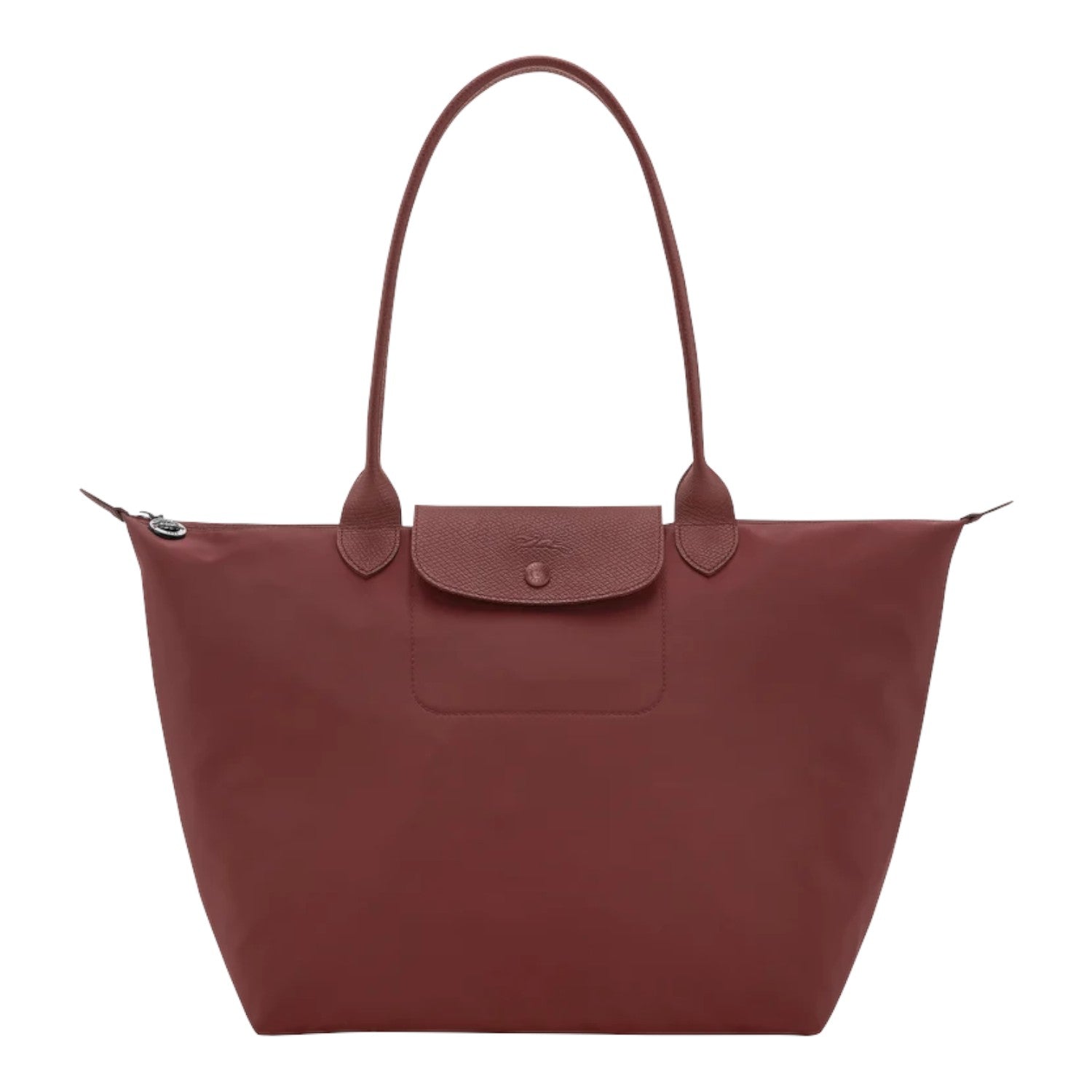 Lieblingstasche Le Pliage One L shoulder bag in dusty rose nylon with leather trim and snap closure.