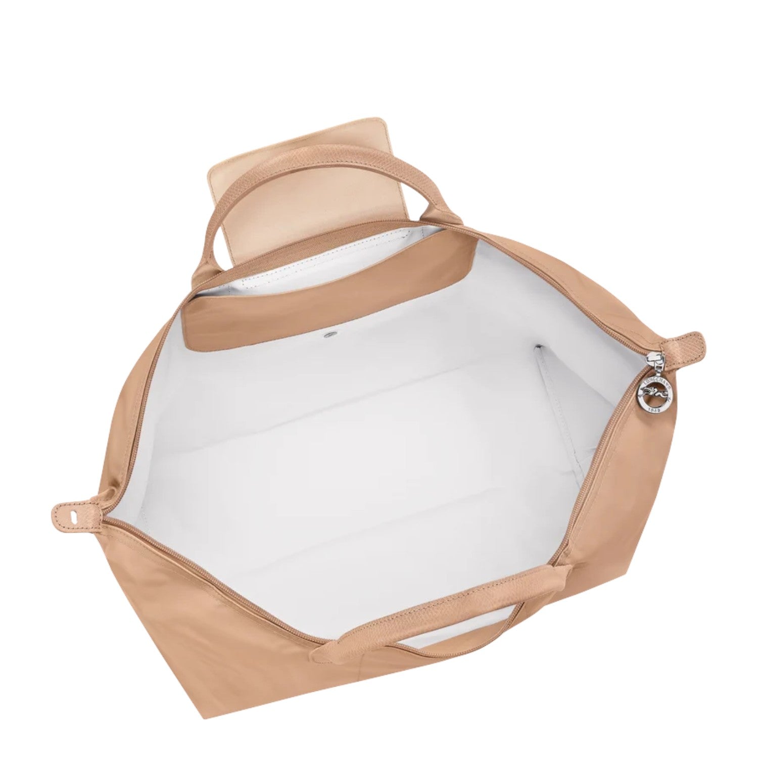 Lieblingstasche Le Pliage One L shoulder bag in tan nylon with leather trim and handles.