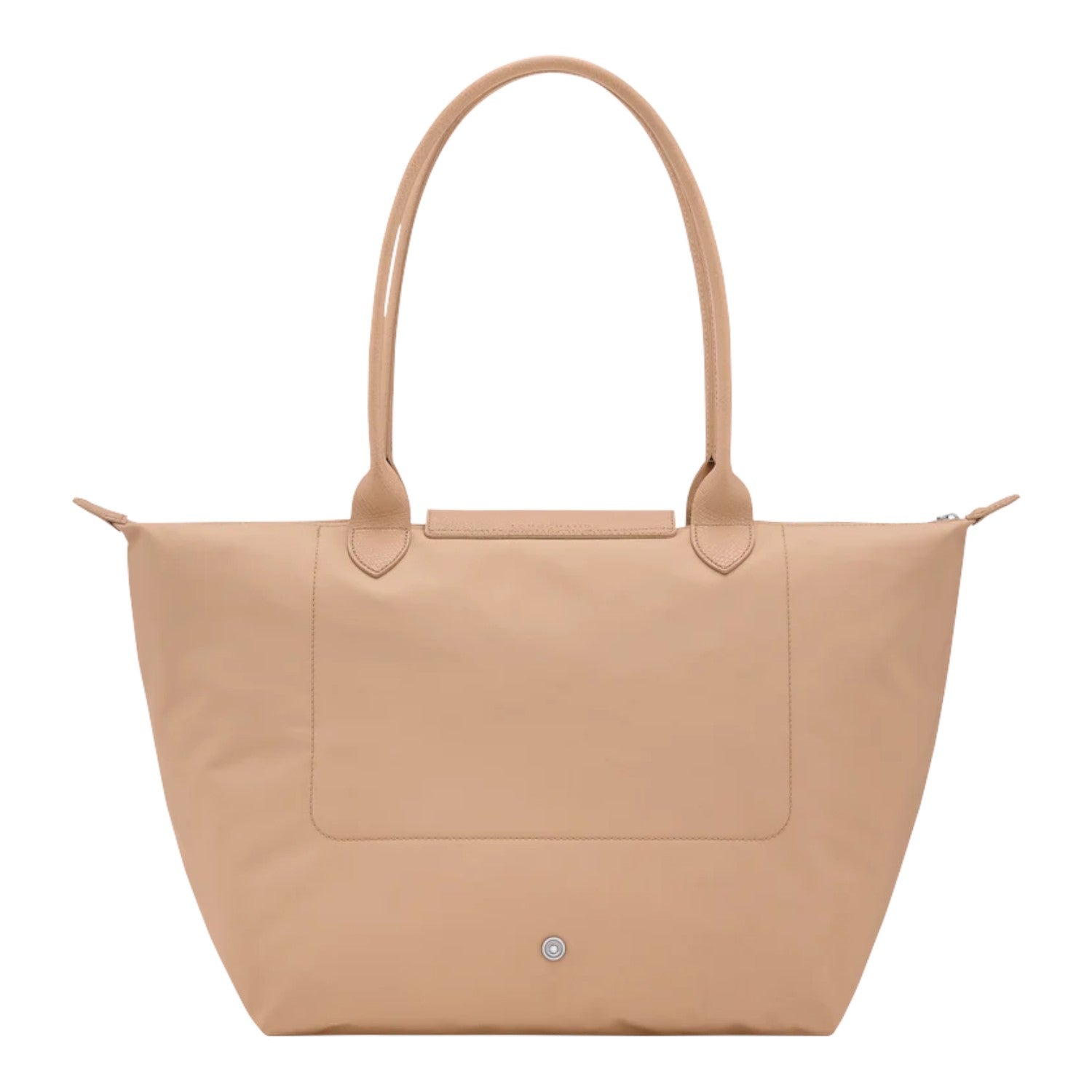 Lieblingstasche Le Pliage One L tote bag in beige nylon with leather handles and trim. Features a front pocket and zip closure.