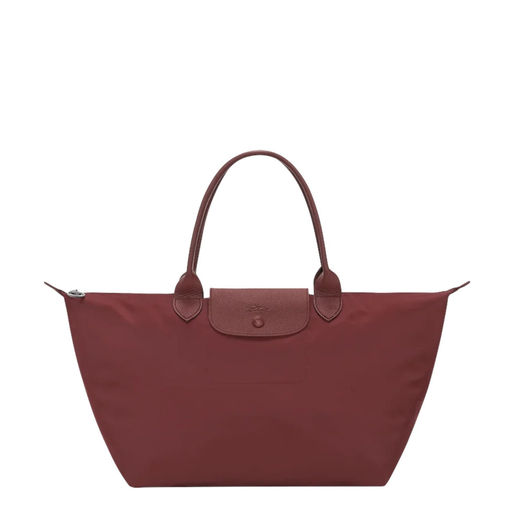 Lieblingstasche Le Pliage One L tote bag in burgundy nylon with leather trim and handles.