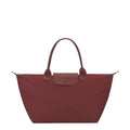 Lieblingstasche Le Pliage One L tote bag in burgundy nylon with leather trim and handles.