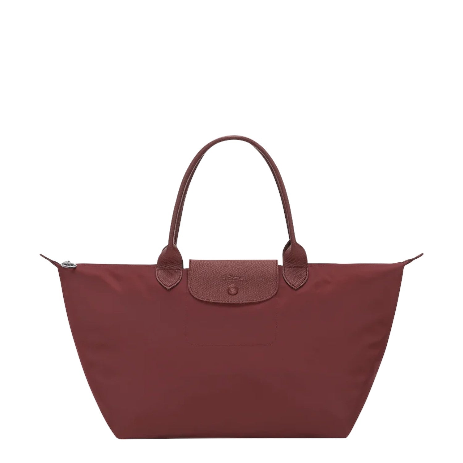 Lieblingstasche Le Pliage One L tote bag in burgundy nylon with leather trim and handles.