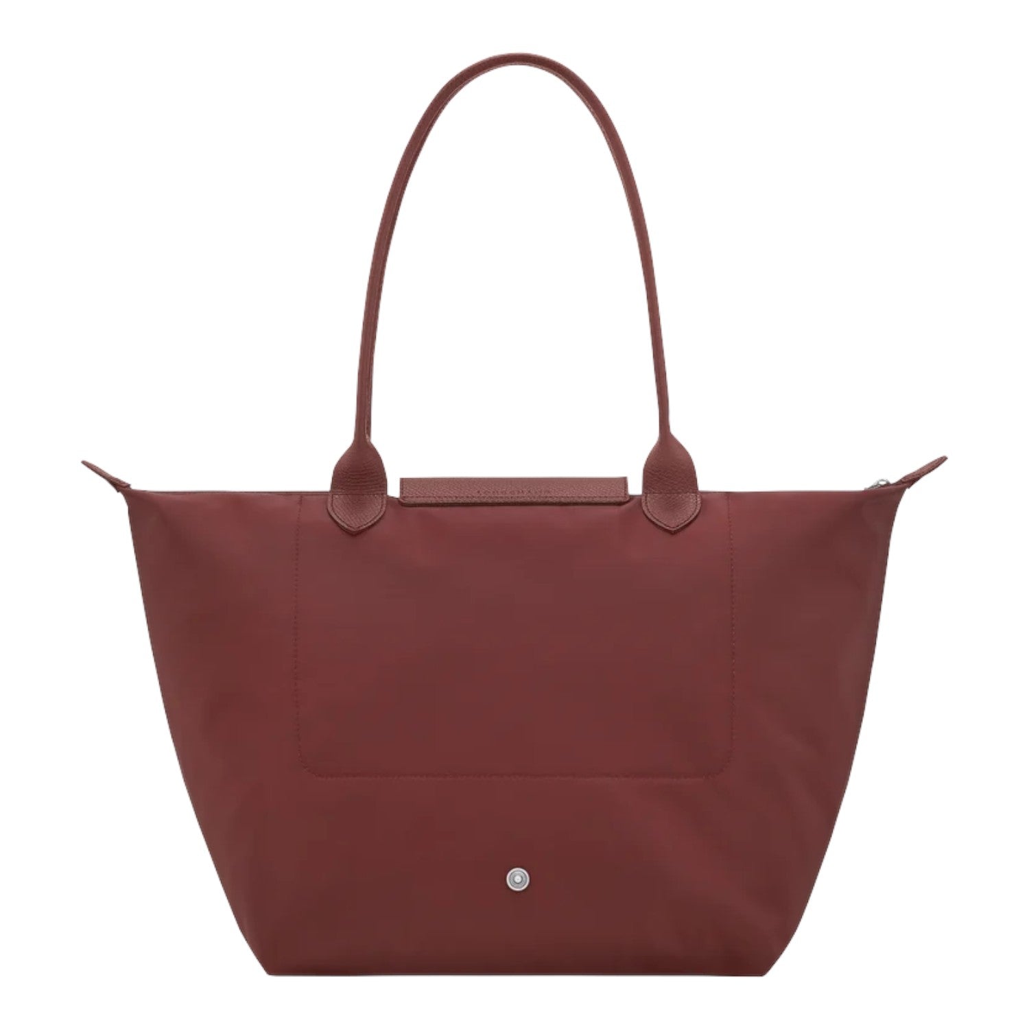 Lieblingstasche Le Pliage One L tote bag in deep red nylon with leather handles and trim. Features a front pocket and a snap closure.