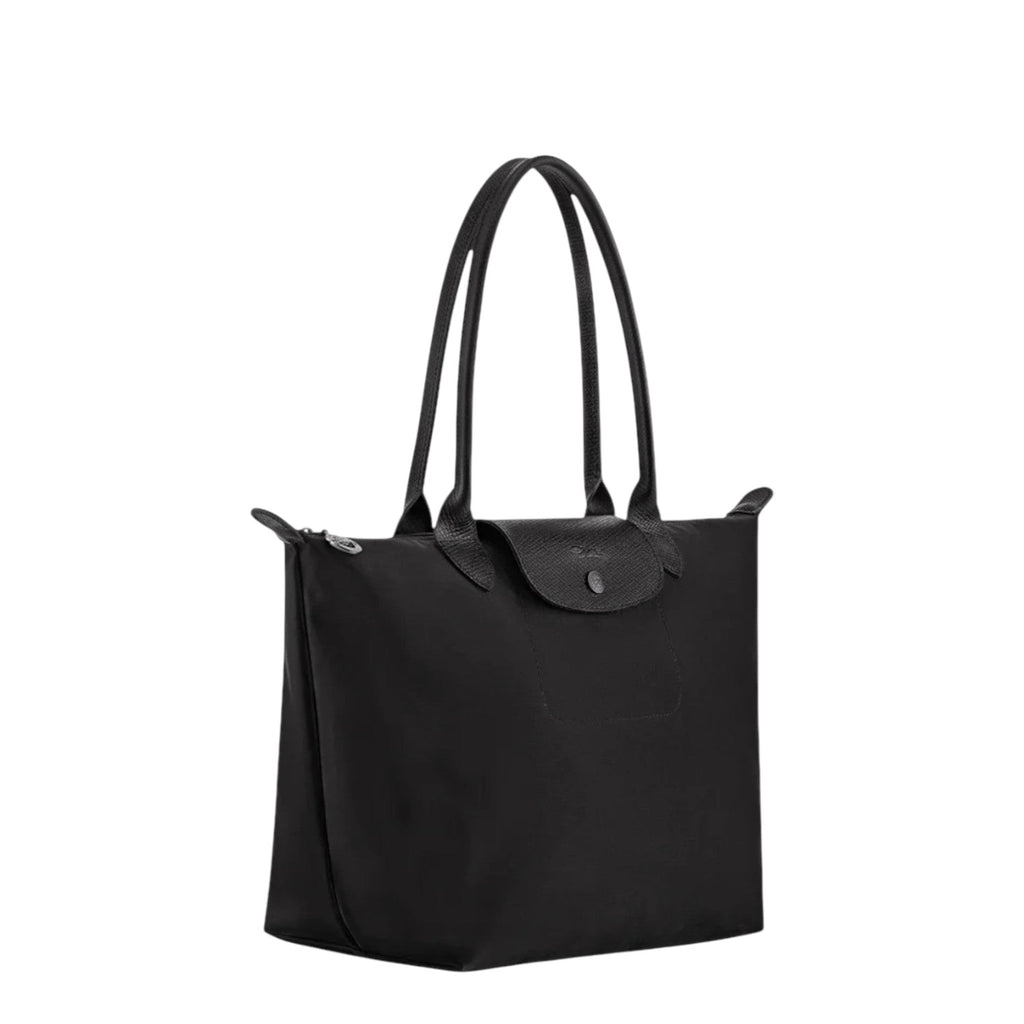 Lieblingstasche Le Pliage One M black nylon shoulder bag with leather handles and snap closure.