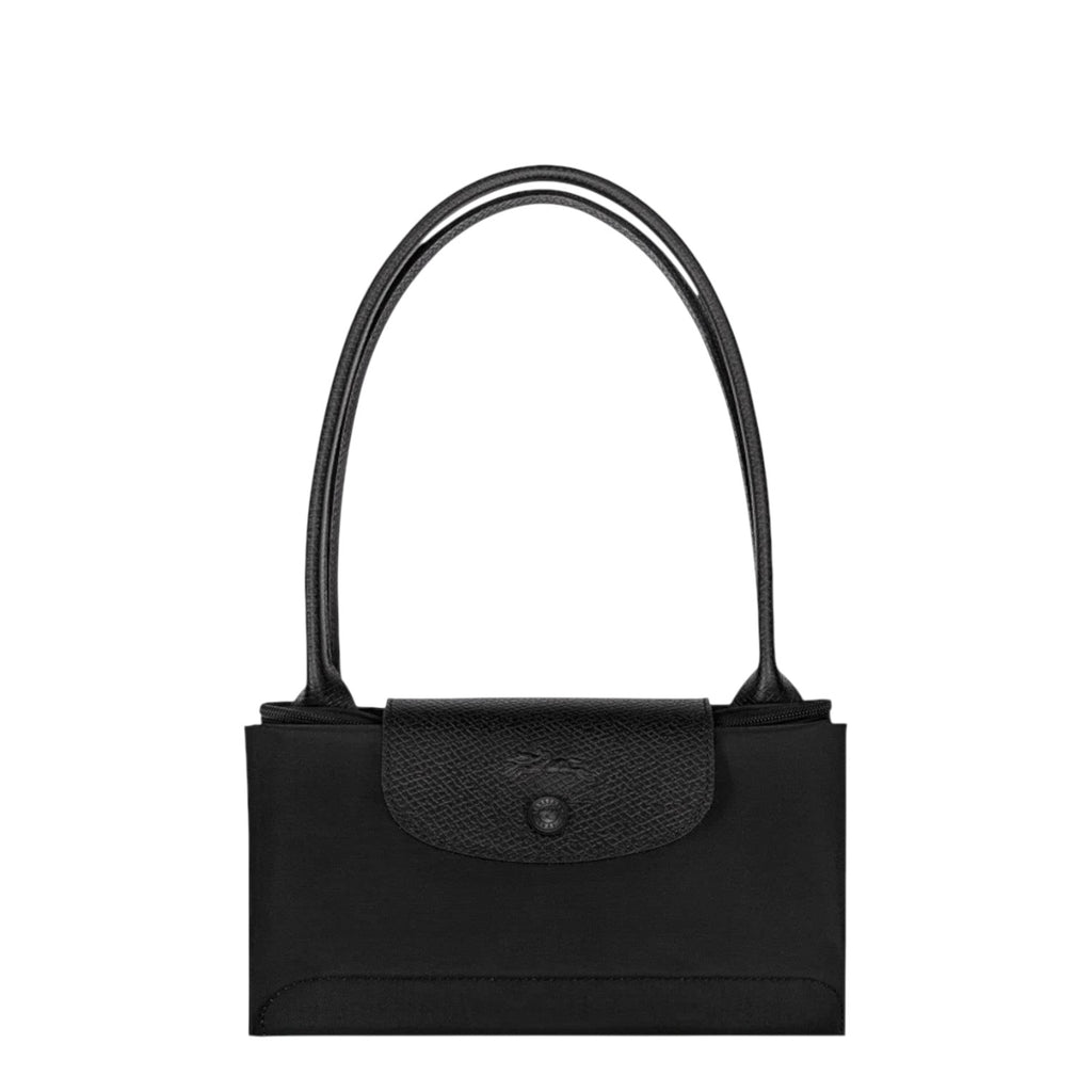 Lieblingstasche Le Pliage One M black nylon shoulder bag with leather trim and snap closure.