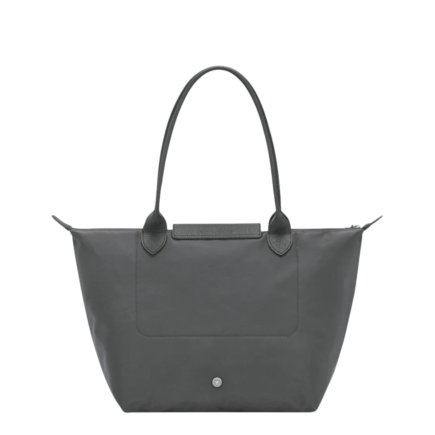 Lieblingstasche Le Pliage One M shoulder bag in grey nylon with leather trim and a snap closure.