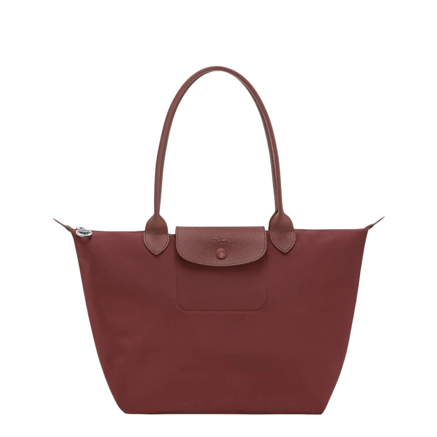 Lieblingstasche Le Pliage One M shoulder bag in red nylon with leather trim and snap closure.
