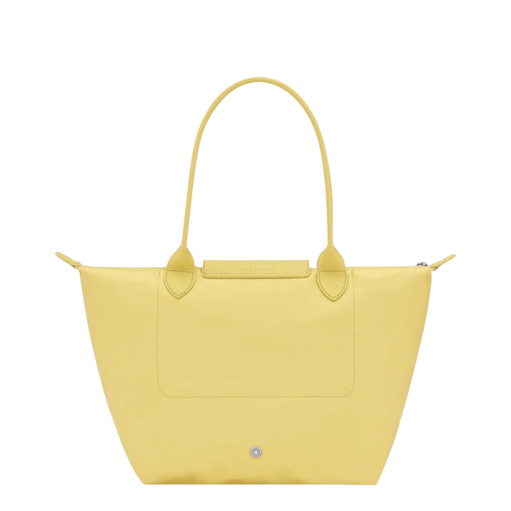 Lieblingstasche Le Pliage One M yellow tote bag with leather trim and handles.