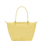 Lieblingstasche Le Pliage One M yellow tote bag with leather trim and handles.
