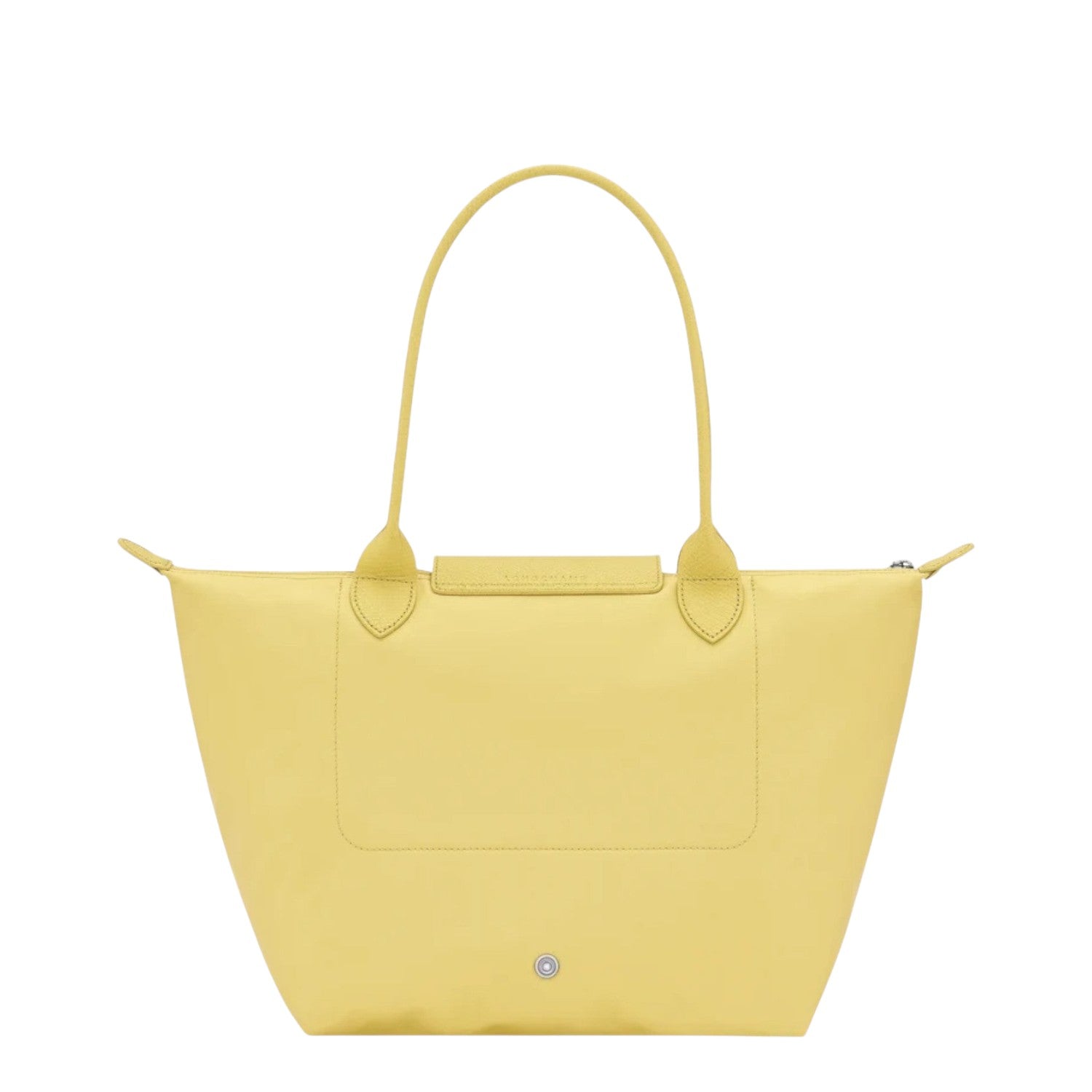 Lieblingstasche Le Pliage One M yellow tote bag with leather trim and handles.