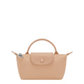 Lieblingstasche Le Pliage One Pochette, a small beige nylon handbag with leather trim and a snap closure.