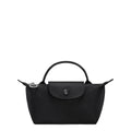 Lieblingstasche Le Pliage One Pochette black nylon top-handle bag with leather trim and snap closure.
