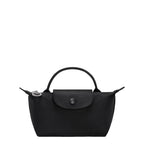 Lieblingstasche Le Pliage One Pochette black nylon top-handle bag with leather trim and snap closure.