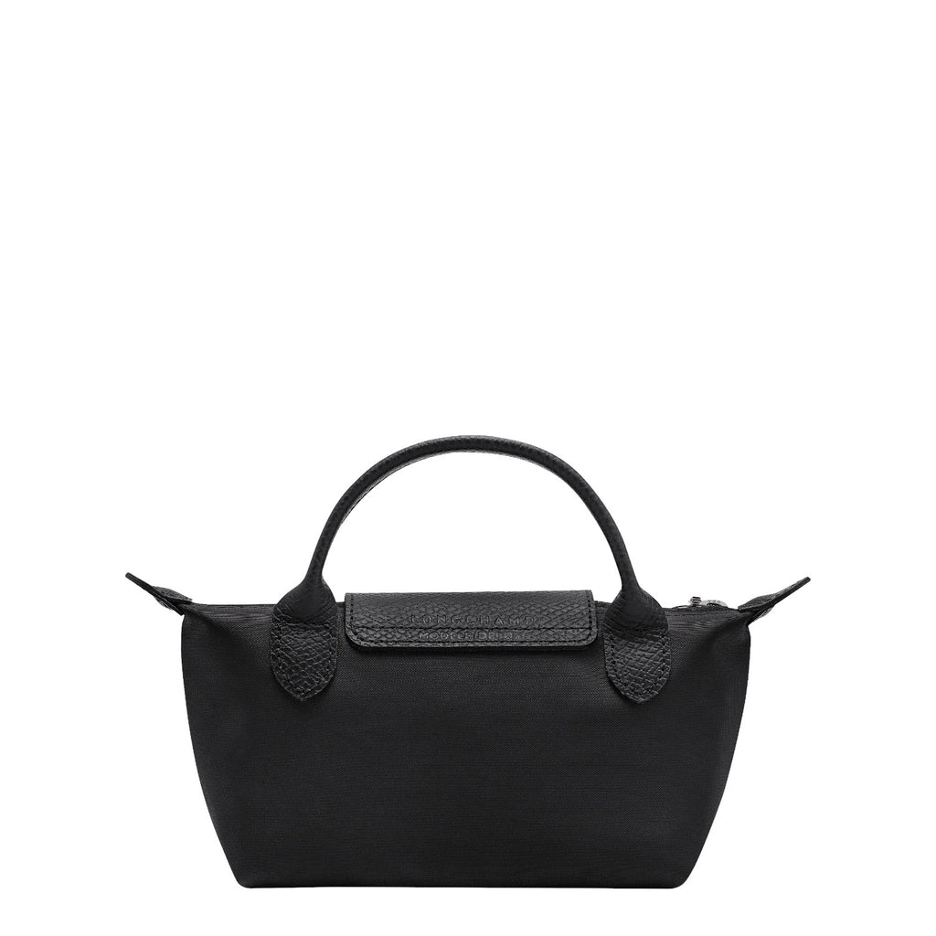 Lieblingstasche Le Pliage One Pochette black nylon handbag with leather trim and top handle.