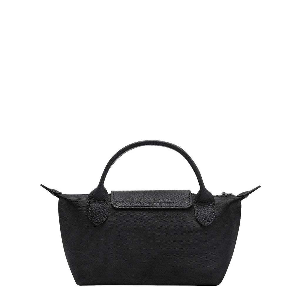 Lieblingstasche Le Pliage One Pochette black nylon handbag with leather trim and top handle.