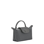 Lieblingstasche Le Pliage One Pochette in grey nylon with leather trim and snap closure.