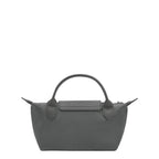 Lieblingstasche Le Pliage One Pochette in grey nylon with textured leather trim and handles.