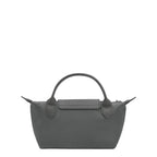 Lieblingstasche Le Pliage One Pochette in grey nylon with textured leather trim and handles.