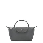 Lieblingstasche Le Pliage One Pochette in grey nylon with leather trim and a top handle.