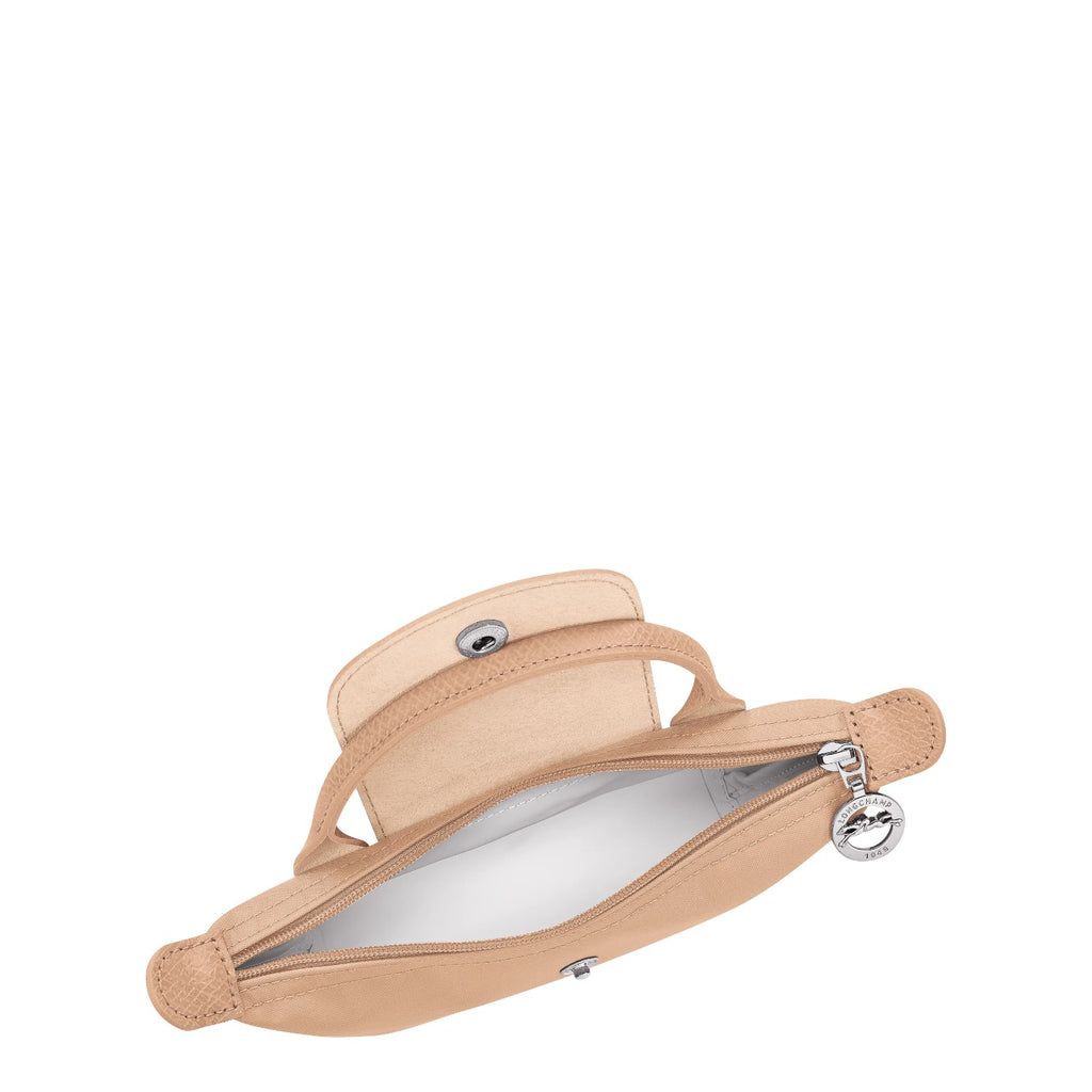 Lieblingstasche Le Pliage One Pochette in tan leather with zip closure and snap button flap.