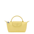 Lieblingstasche Le Pliage One Pochette in yellow nylon with leather trim and a snap closure.