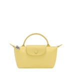 Lieblingstasche Le Pliage One Pochette in yellow nylon with leather trim and a snap closure.